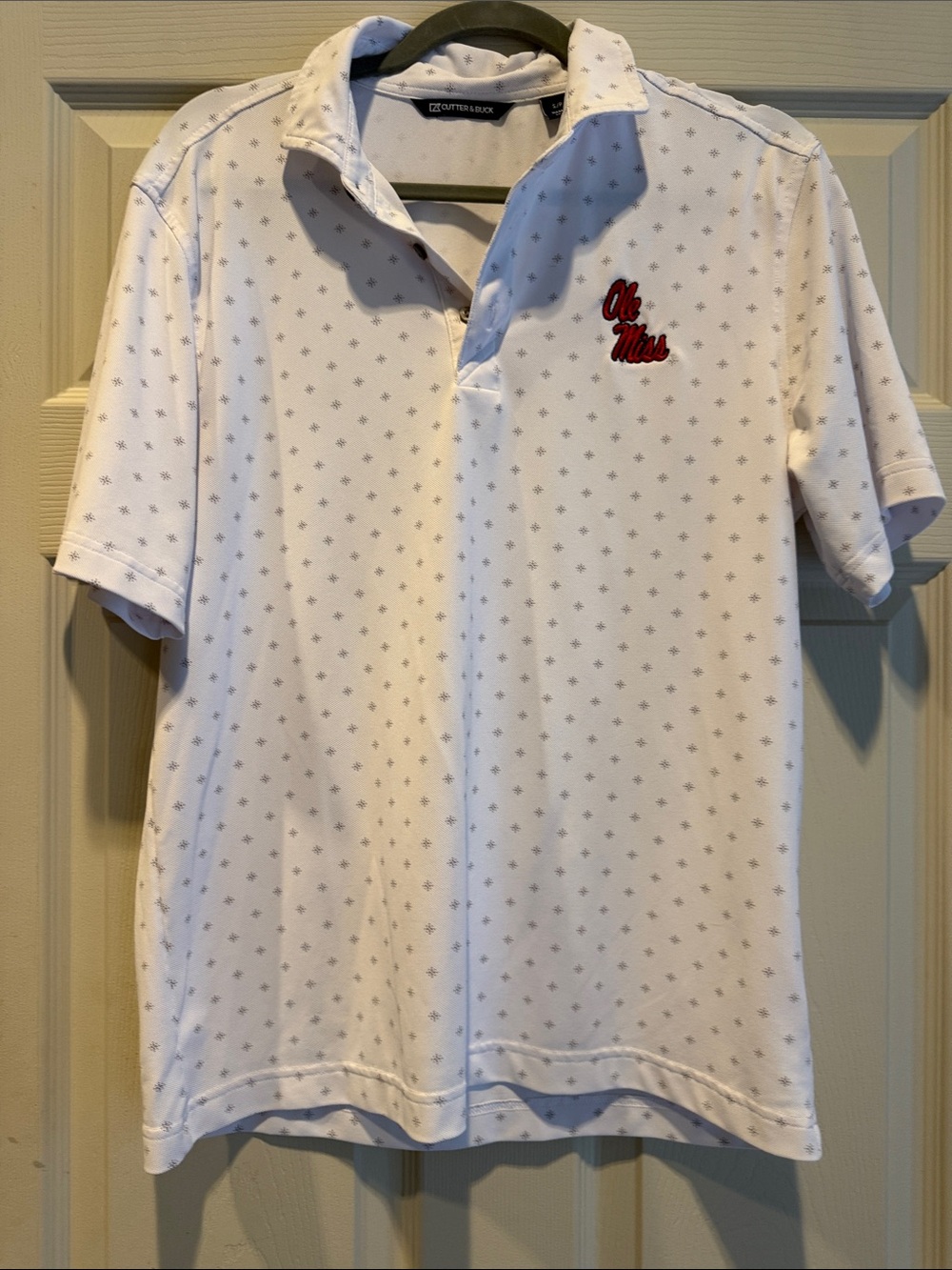 Cutter & Buck White Polo with Red Ole Miss Embroidery